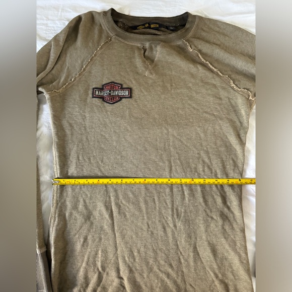 Harley-Davidson Gray Raglan Studded Crewneck Sweatshirt Raw Hem Size M - Picture 10 of 16